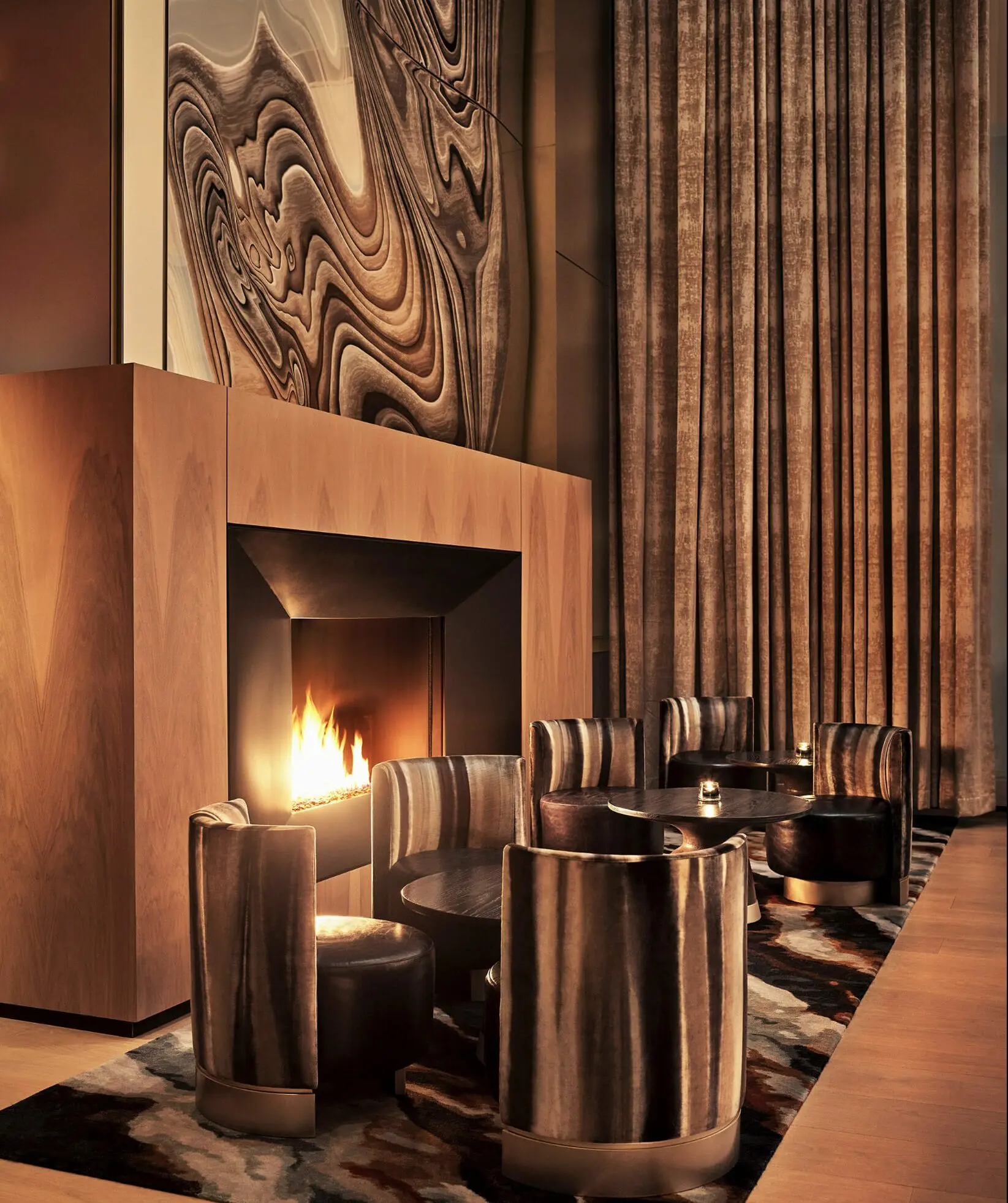 equinox hotel lounge fireplace