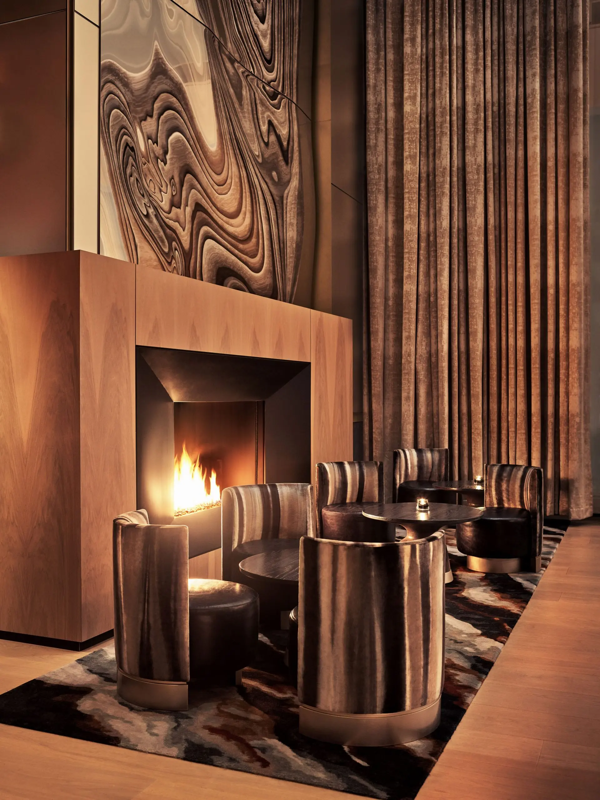 <equinox lounge fireplace