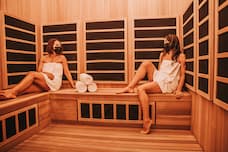 Two girls in a sauna