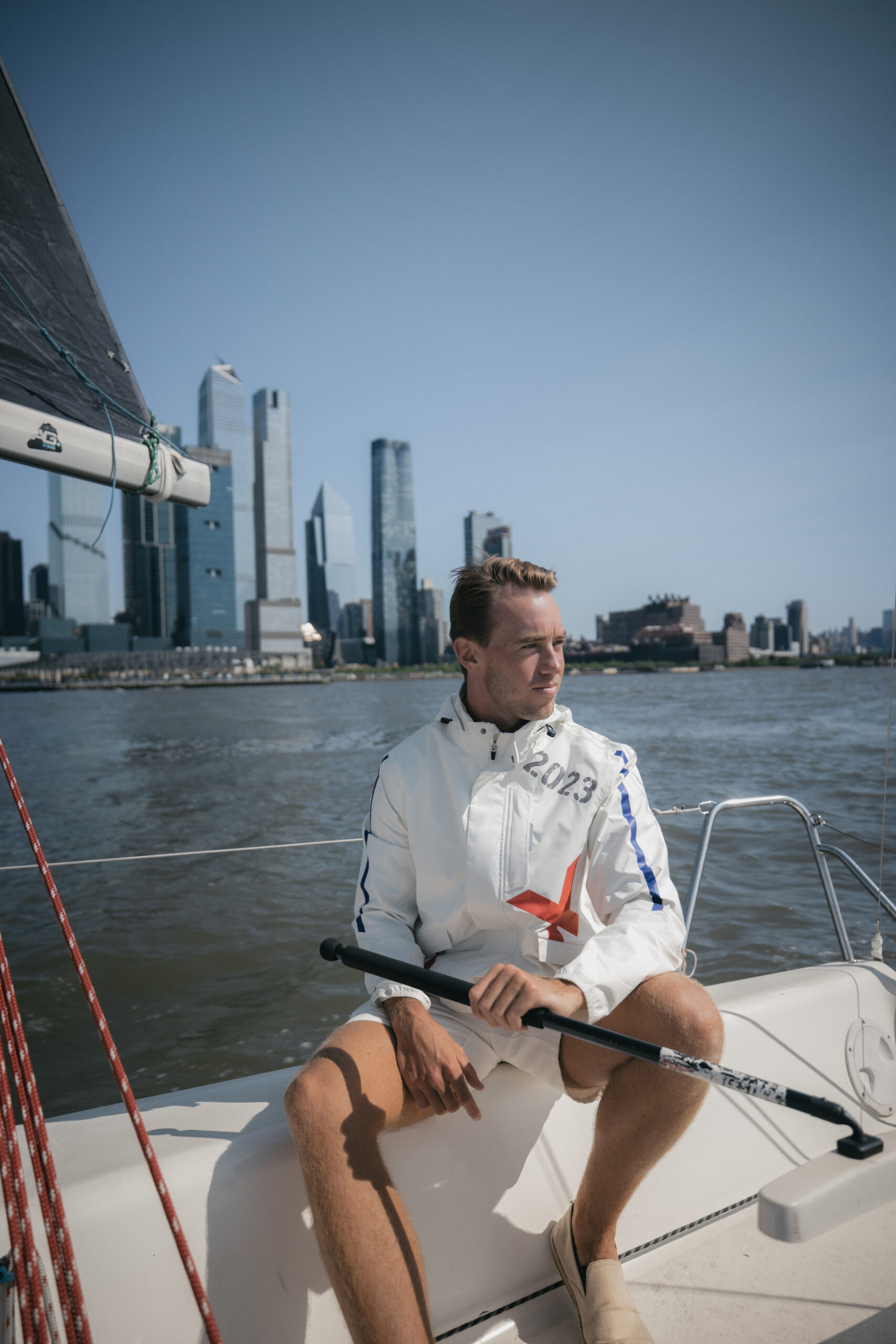 Man sailing the Hudson River