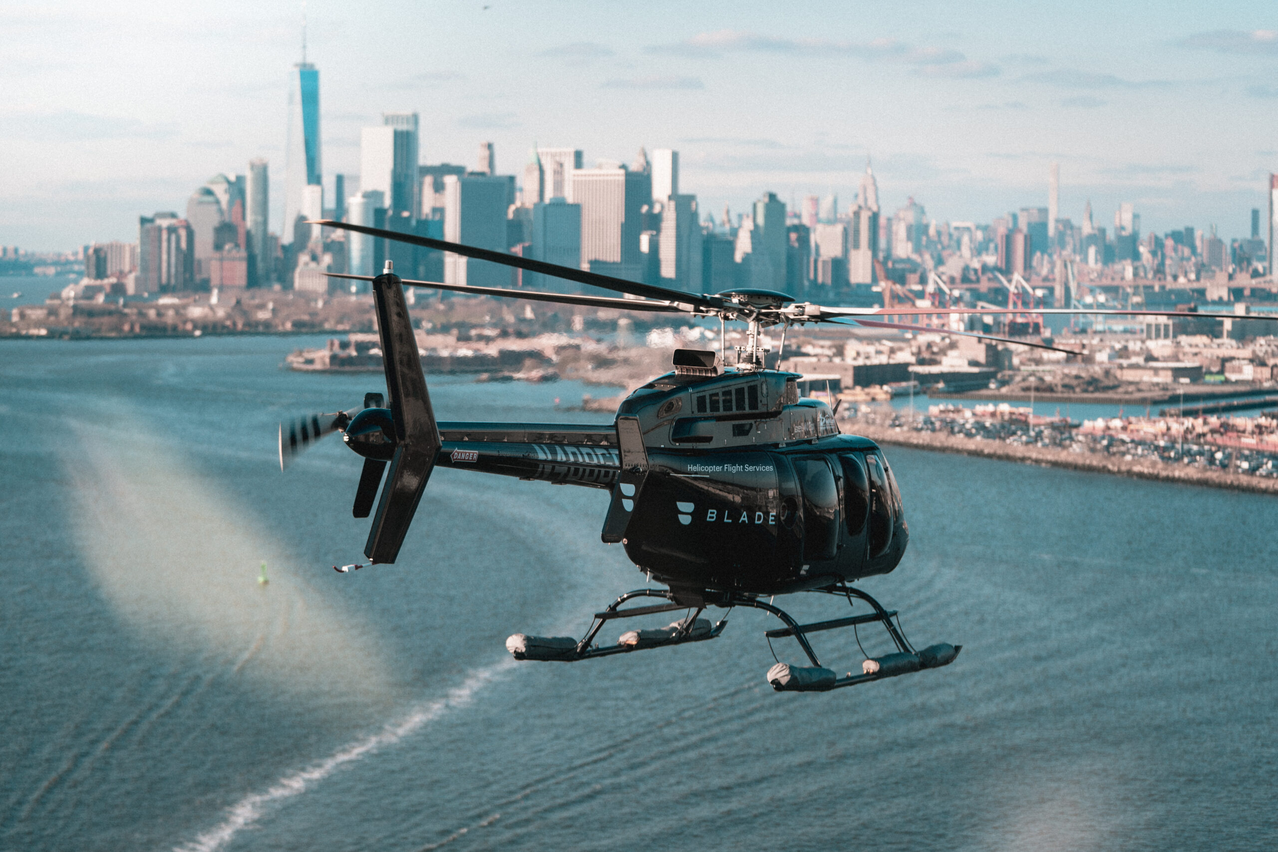 Blade Helicopter flying over Manhattan